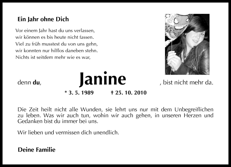 Traueranzeigen Von Janine Rz Trauer De