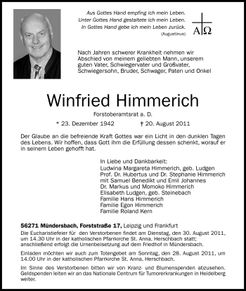 Traueranzeigen Von Winfried Himmerich Rz Trauer De