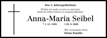 Traueranzeigen Von Anna Maria Seibel Rz Trauer De