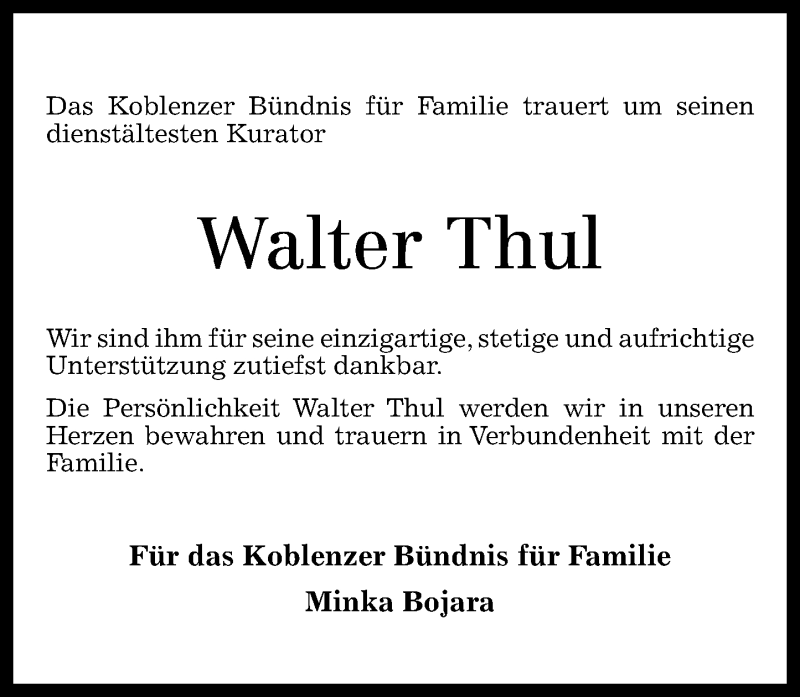 Traueranzeigen Von Walter Thul Rz Trauer De