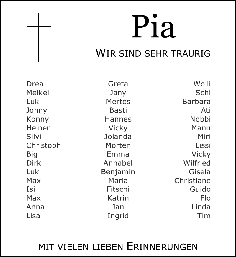 Traueranzeigen Von Pia Rz Trauer De