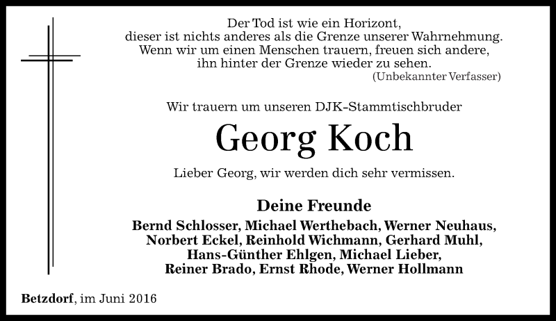 Traueranzeigen Von Georg Koch Rz Trauer De