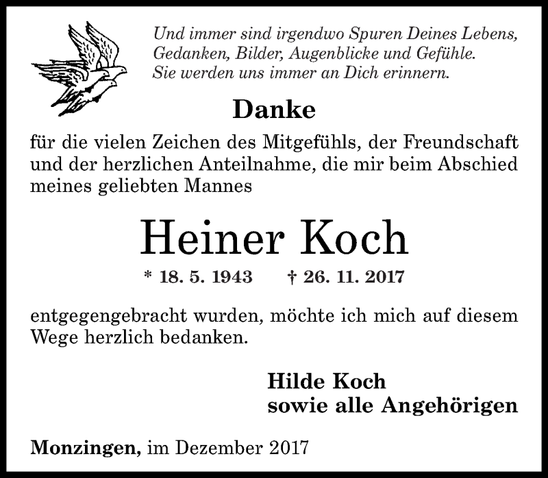 Traueranzeigen Von Heiner Koch Rz Trauer De