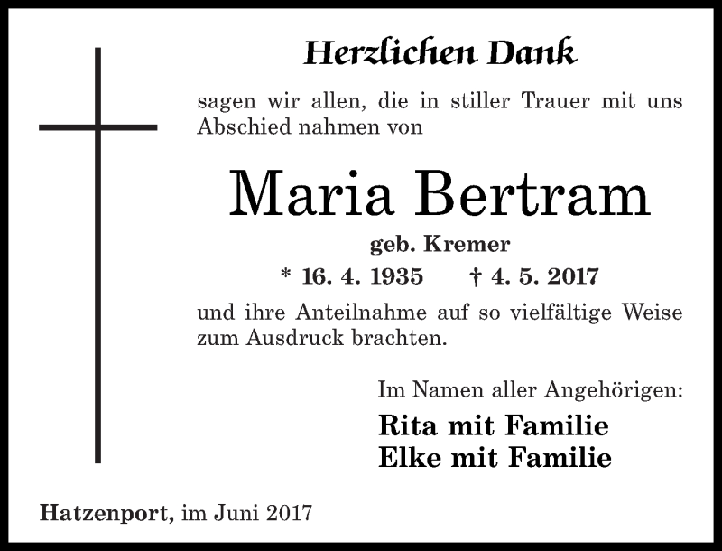 Traueranzeigen Von Maria Bertram Rz Trauer De