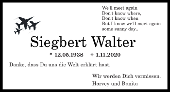 Traueranzeigen Von Siegbert Walter Rz Trauer De