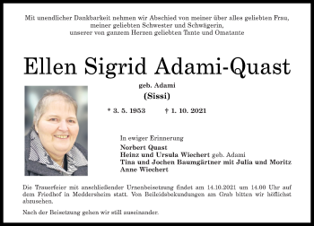 Traueranzeigen Von Ellen Sigrid Adami Quast Rz Trauer De