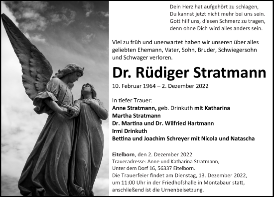 Traueranzeigen Von R Diger Stratmann Rz Trauer De