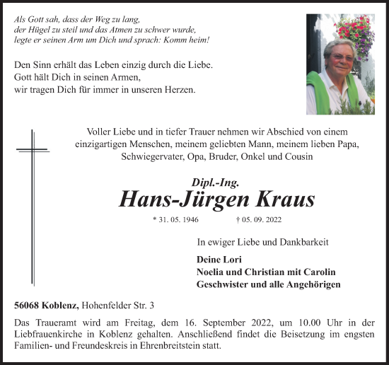 Traueranzeigen Von Hans J Rgen Kraus Rz Trauer De