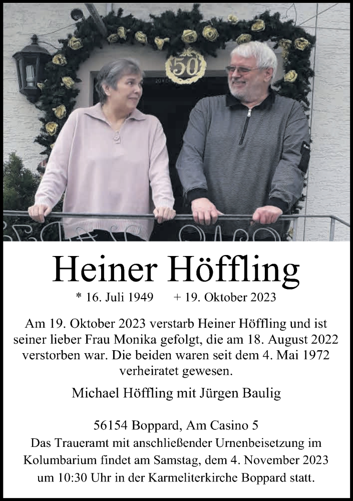 Traueranzeigen Von Heiner H Ffling Rz Trauer De