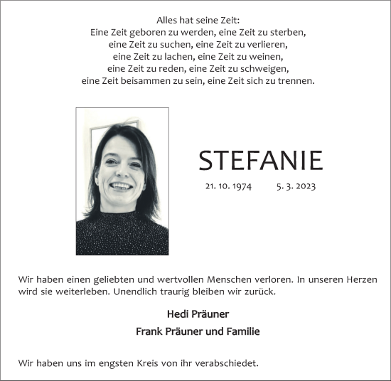 Traueranzeigen Von Stefanie Rz Trauer De