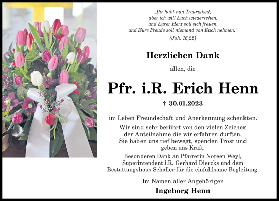 Traueranzeigen Von Erich Henn Rz Trauer De