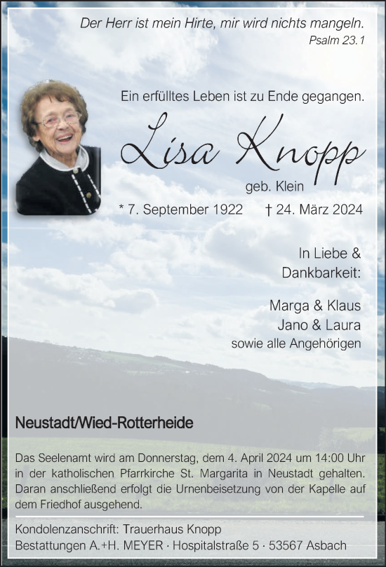 Traueranzeigen Von Lisa Knopp Rz Trauer De