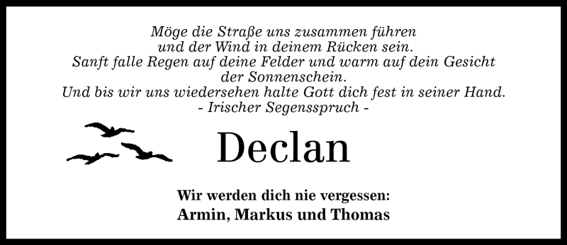  Traueranzeige für Declan Killeen vom 09.01.2012 aus Westerwälder Zeitung