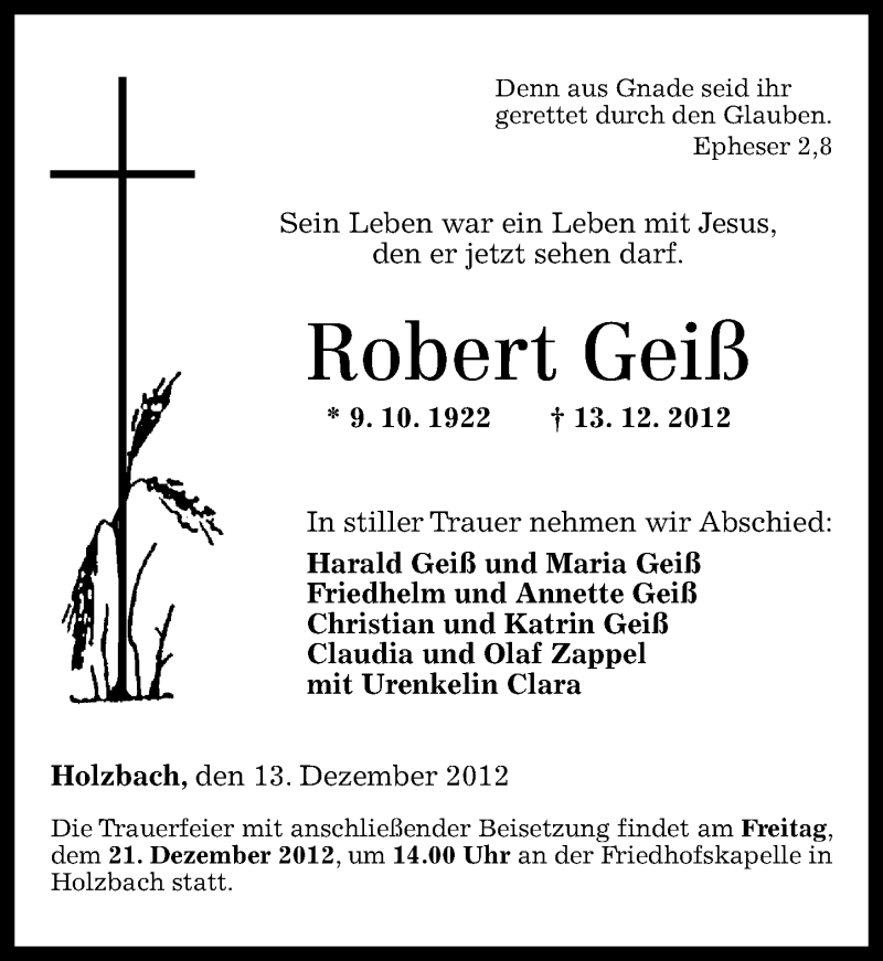 robert geiss verstorben