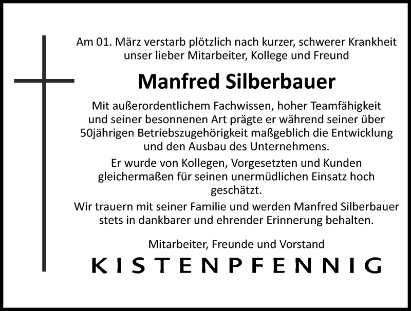  Traueranzeige für Manfred Silberbauer vom 07.03.2012 aus Rhein-Zeitung