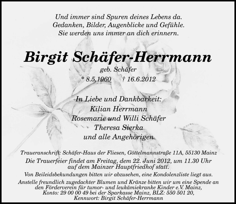  Traueranzeige für Birgit Schäfer-Herrmann vom 19.06.2012 aus Rhein-Zeitung