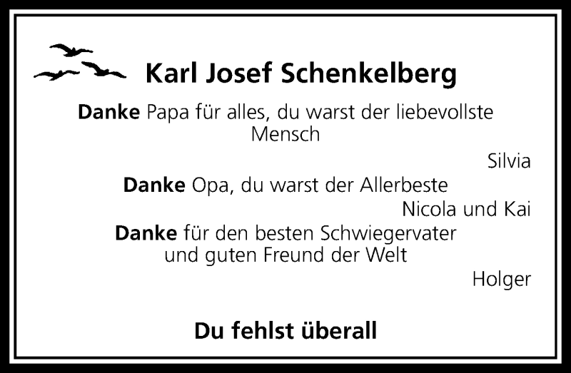  Traueranzeige für Karl Josef Schenkelberg vom 26.03.2013 aus Westerwälder Zeitung