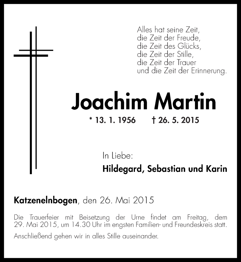  Traueranzeige für Joachim Martin vom 28.05.2015 aus Rhein-Lahn-Zeitung