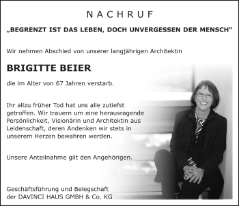 Traueranzeigen Von Brigitte Beier | Rz-trauer.de