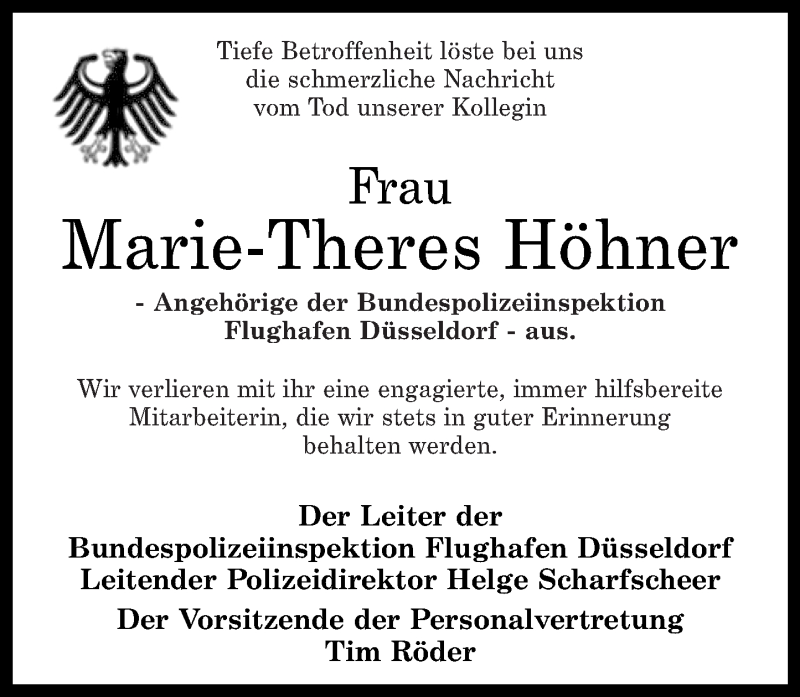  Traueranzeige für Marie-Theres Höhner vom 02.10.2020 aus Westerwälder Zeitung