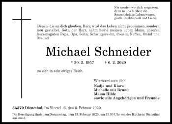Traueranzeige von Michael Schneider von Rhein-Lahn-Zeitung