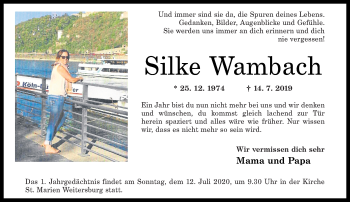 Traueranzeige von Silke Wambach von Rhein-Zeitung