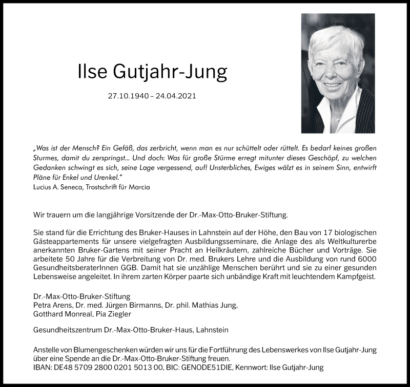  Traueranzeige für Ilse Gutjahr-Jung vom 08.05.2021 aus Rhein-Zeitung