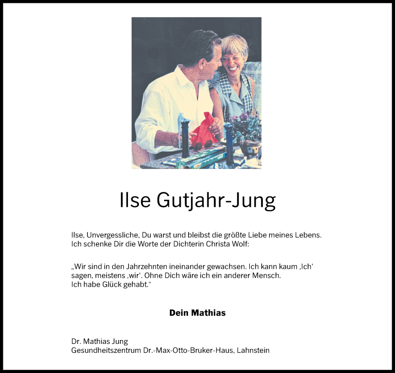  Traueranzeige für Ilse Gutjahr-Jung vom 08.05.2021 aus Rhein-Lahn-Zeitung