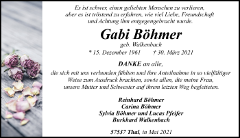 Traueranzeige von Gabi Böhmer von Rhein-Zeitung