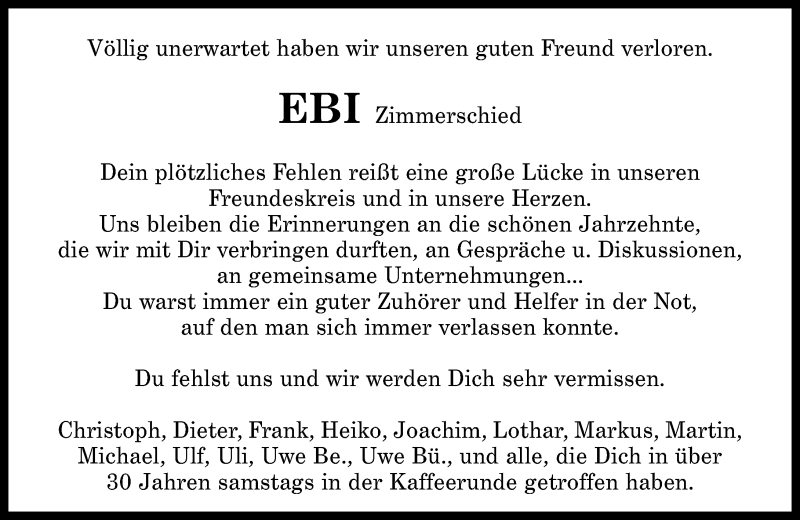  Traueranzeige für Eberhard Zimmerschied vom 18.01.2022 aus Rhein-Zeitung