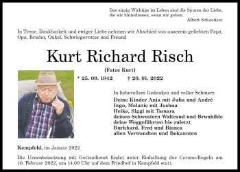 Traueranzeigen von Kurt Richard Risch | rz-trauer.de