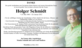 Traueranzeige von Holger Schmidt von Rhein-Zeitung