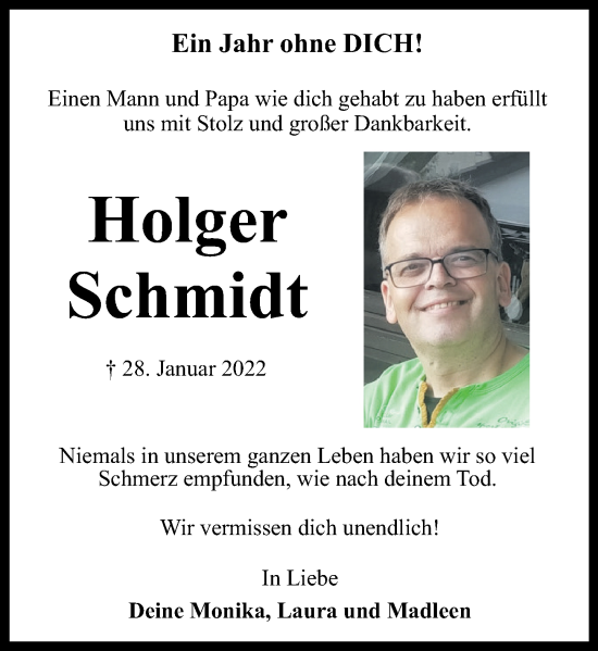 Traueranzeige von Holger Schmidt von Rhein-Zeitung