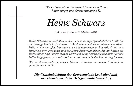 Traueranzeigen Von Heinz Schwarz | Rz-trauer.de