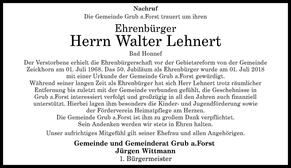  Traueranzeige für Walter Lehnert vom 23.03.2023 aus Rhein-Zeitung