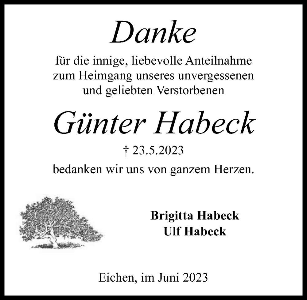  Traueranzeige für Günter Habeck vom 24.06.2023 aus Rhein-Zeitung