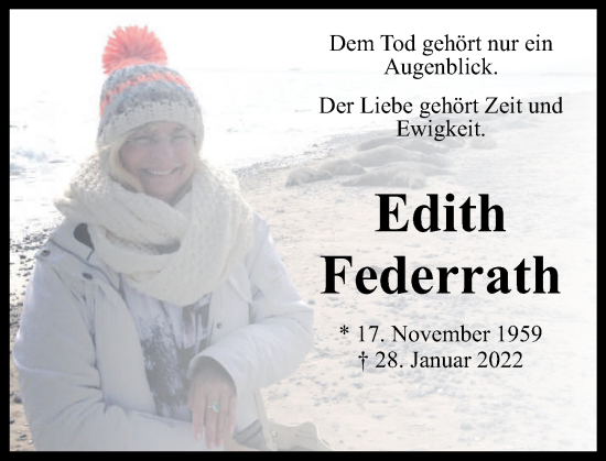 Traueranzeige von Edith Federrath von Rhein-Zeitung