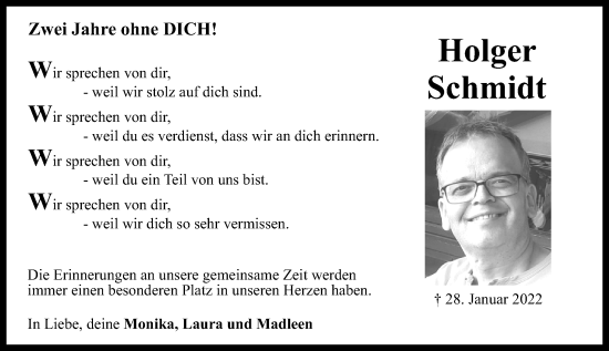 Traueranzeige von Holger Schmidt von Rhein-Zeitung
