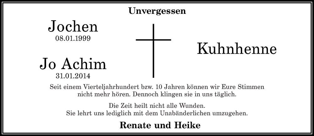  Traueranzeige für Jochen und Jo Achim Kuhnhenne vom 31.01.2024 aus Rhein-Zeitung