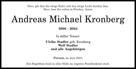 Traueranzeige von Andreas Michael Kronberg von Westerwälder Zeitung