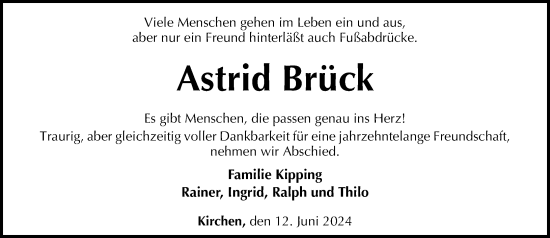 Traueranzeige von Astrid Brück von Rhein-Zeitung