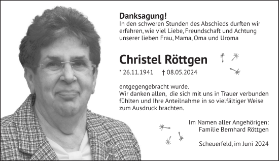 Traueranzeige von Christel Röttgen von Rhein-Zeitung