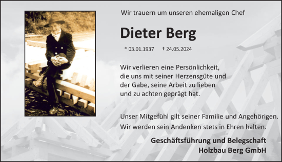 Traueranzeige von Dieter Berg von Rhein-Hunsrück-Zeitung