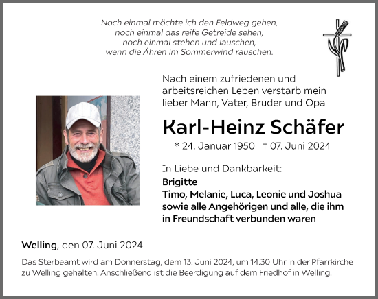 Traueranzeige von Karl-Heinz Schäfer von Rhein-Zeitung