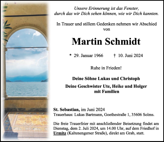 Traueranzeige von Martin Schmidt von Rhein-Zeitung