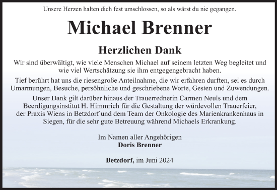 Traueranzeige von Michael Brenner von Rhein-Zeitung