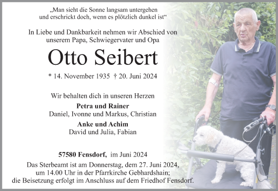 Traueranzeige von Otto Seibert von Rhein-Zeitung