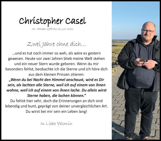 Traueranzeige von Christoph Casel von Rhein-Zeitung