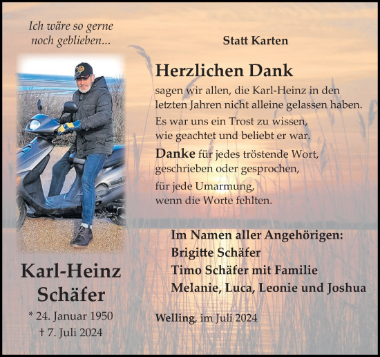 Traueranzeige von Karl-Heinz Schäfer von Rhein-Zeitung