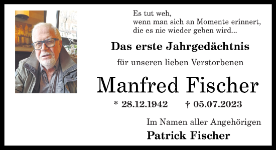 Traueranzeige von Manfred Fischer von Rhein-Zeitung
